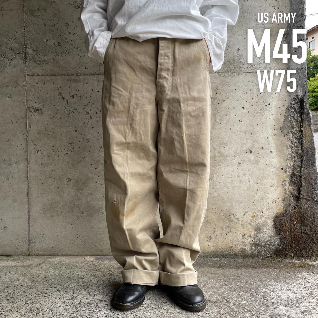 【59】US ARMY M-45 50s〜 チノパン カーキ34×31 古着 40-50s 米軍 US ARMY Type M-45 「45カーキ」 ボタンフライ