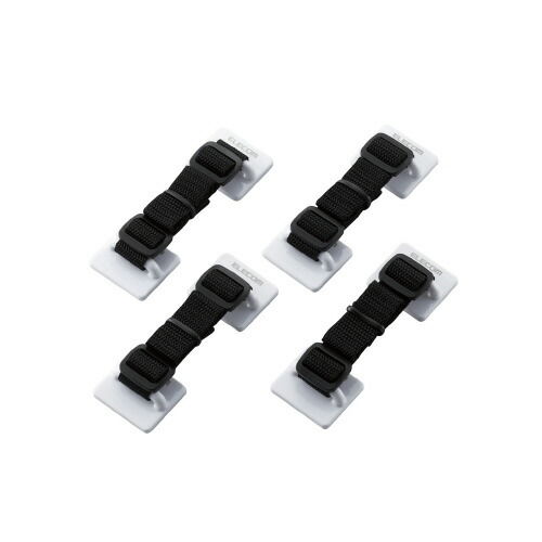 送料無料■エレコム 耐震ベルト 粘着シールタイプ 50V型まで 4本入り メーカー品番:TS-004N2 サイズ:固定パーツ 38.5x33.5mm、ベルト 18x350mm 耐荷重:1本約30kg