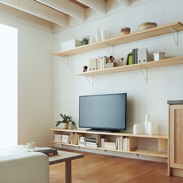 楽天市場】ウッドワン 無垢の木の収納 OM-003 TV台収納プラン オーク