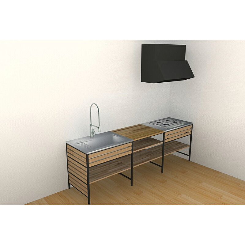 楽天市場 Kuromuku フレームキッチン 壁付けi型 W2575 奥行650 ステンレス オーク ウッドワン Woodone 無垢材 ステンレス Ok Depot