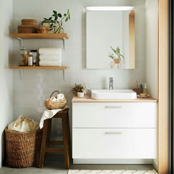 洗面化粧台 ドレーナ 間口900mm 二段引き出し 木製一面鏡600mmやわらかled照明 陶器製ベッセル式ボウル 扉 パナシェホワイト カウンター ライトウッド Bouncesociety Com