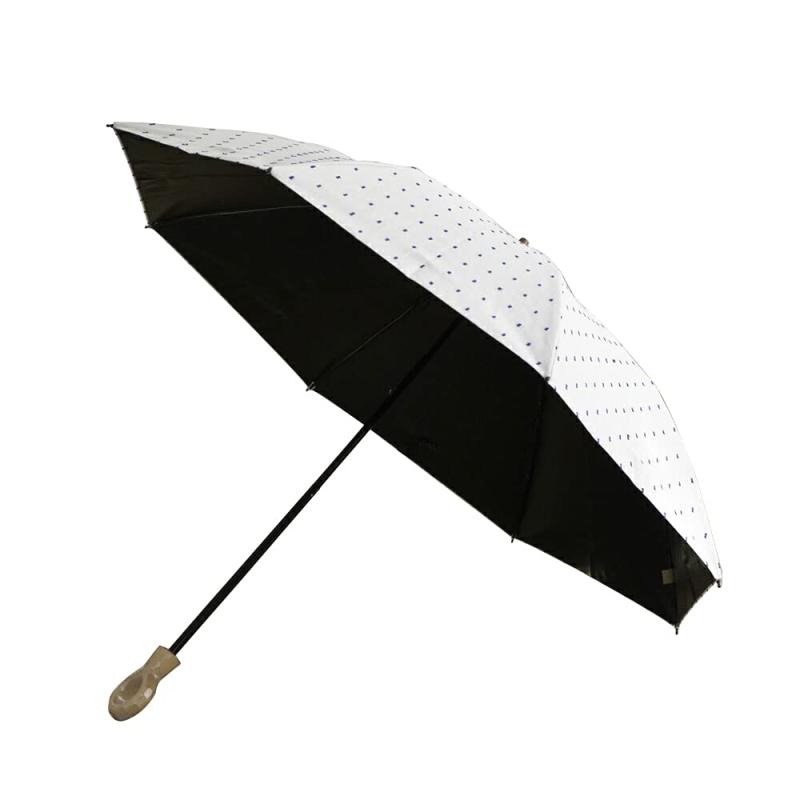 日本製 晴雨兼用 折りたたみ傘 1級遮光 2段折り 遮光率99.99％ 小宮商店 フリンジドットシェード
