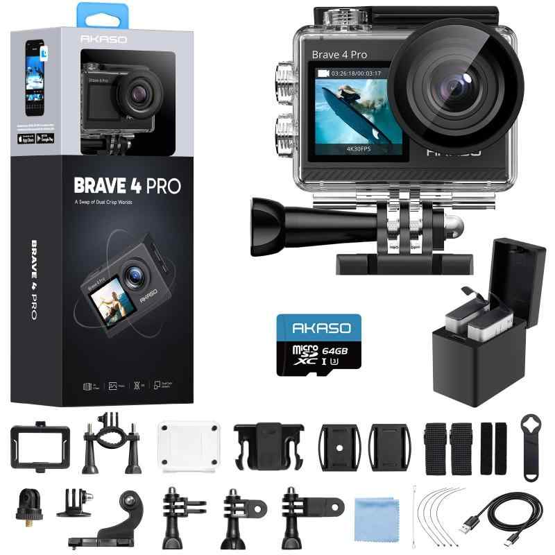 AKASO Brave4pro 動き写真機4K 20MP SD 歌留多書き割り