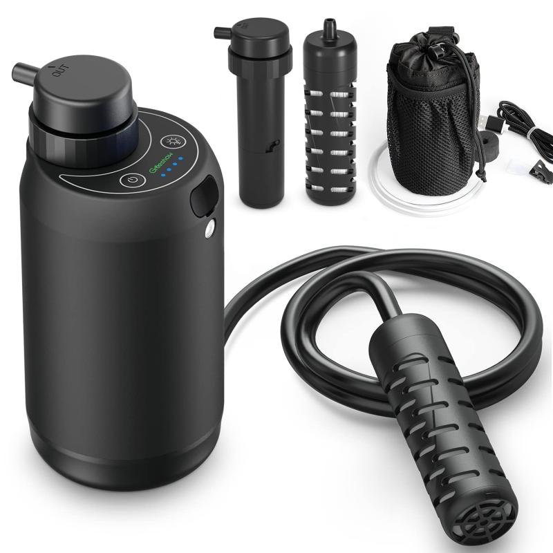 GreeShow【業界新発想】 携帯浄水器 アウトドア サバイバル浄水器 濾過器 USB電動 登山 キャンプ 野営 災害用 防災用 グッズ 軽量 LED電灯搭載 GS-2801 フィルター 2個セット|ok-shop88