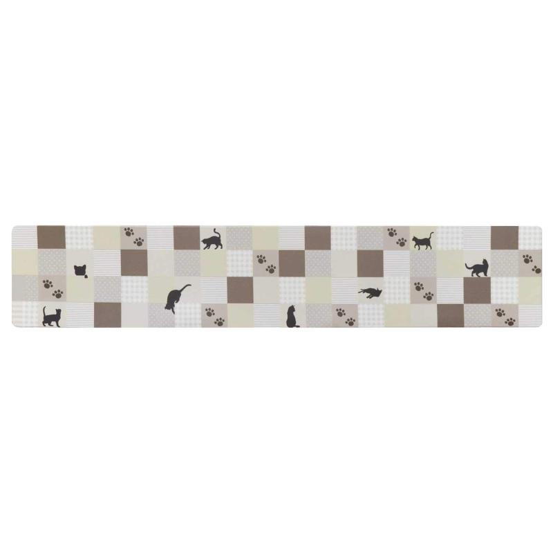 カキウチ 拭けるPVCキッチンマット キャットシェイプ45×240cm BE
