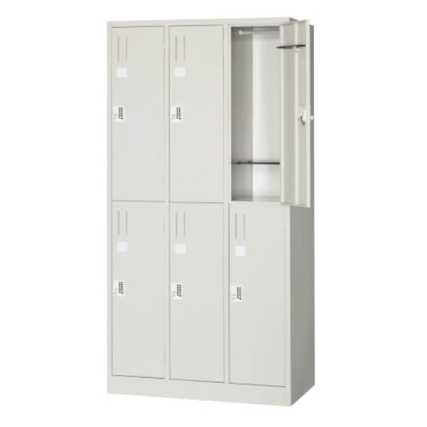 プッシュ錠ロッカー 6人用 ホワイトタイプ W900×D515×H1790mm 個人様宛配送不可 [BL67] 52,668円