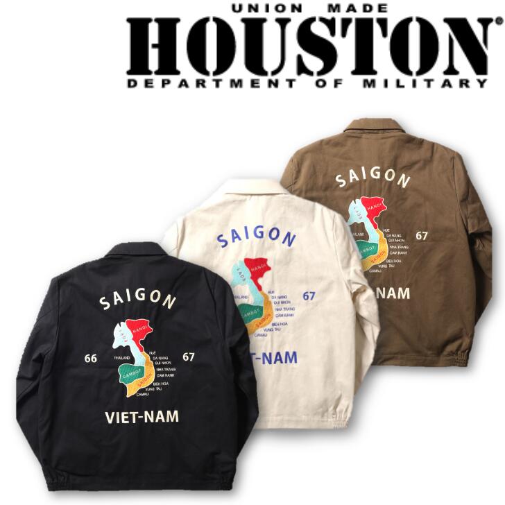 HUSTON ヒューストン 51351 ベトナム ジャケット (マップ) 刺繍 ライトアウター ジャケットメンズ アメカジ スイングトップ ジーンズメンズ メンズジャケット