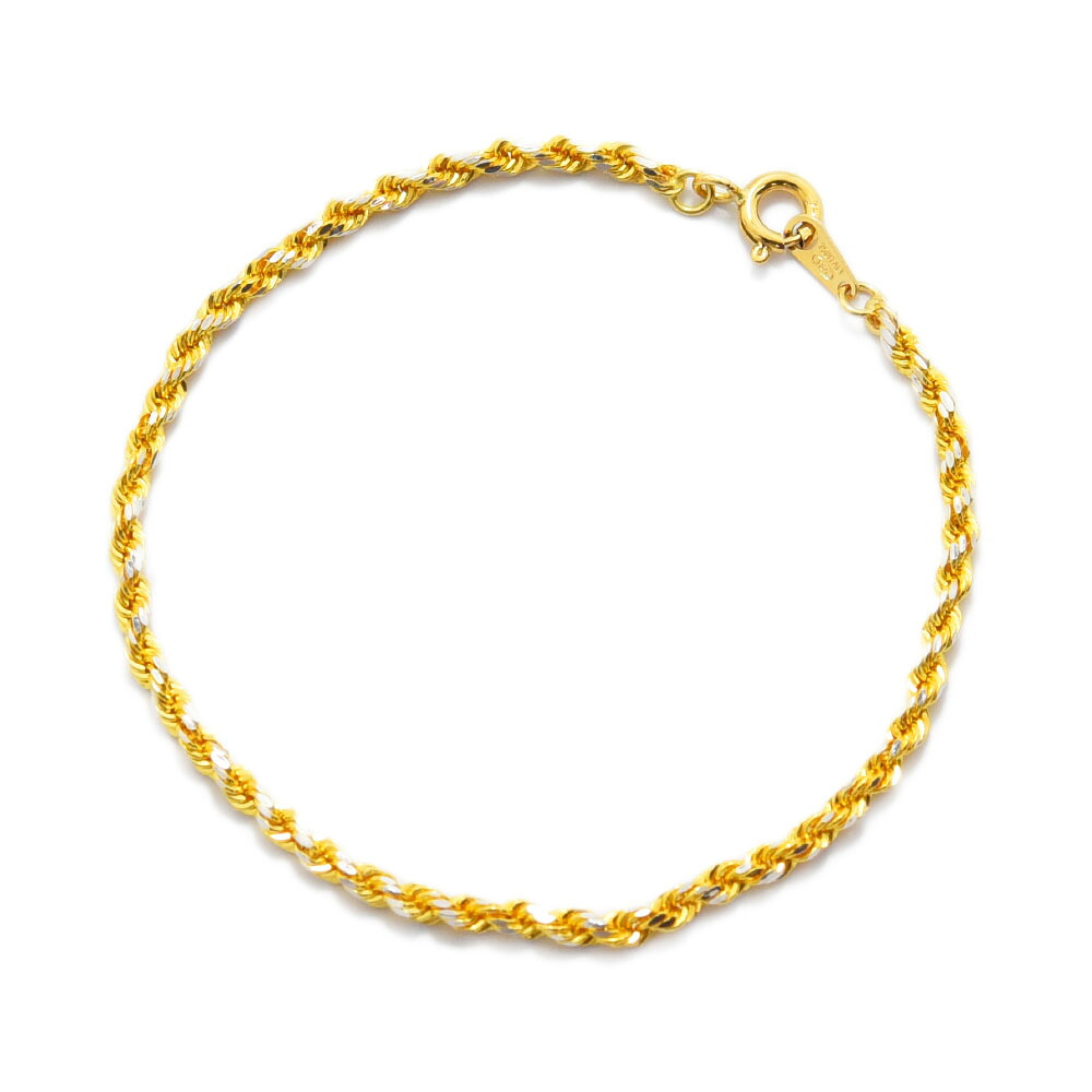 カットロープチェーン K18 ブレスレット 2.6mm幅 17.5cm ゴールド 18金 刻印 中空 新品