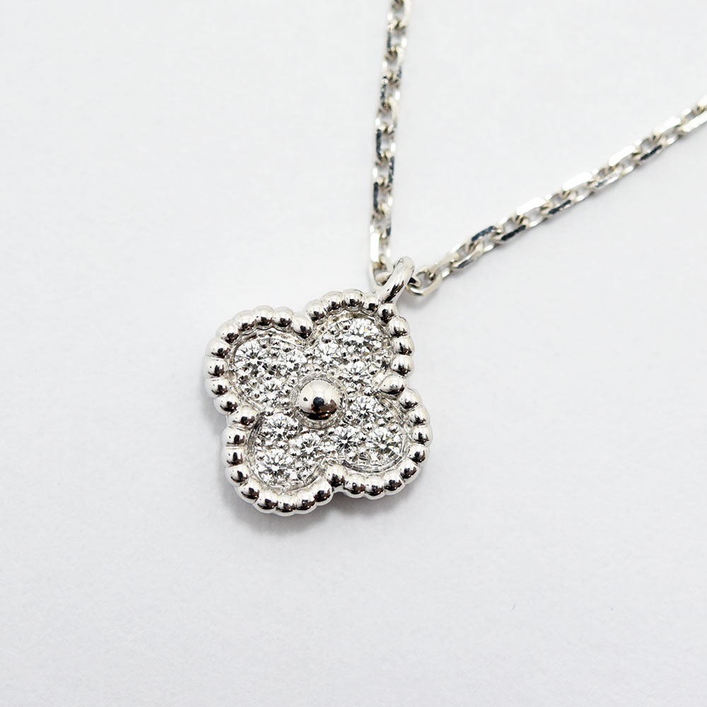 ヴァンクリーフ&アーペル ネックレス スウィートアルハンブラ VanCleef&Arpels ペンダント ダイヤモンド K18WG 新品仕上げ 中古|御徒町宝石問屋