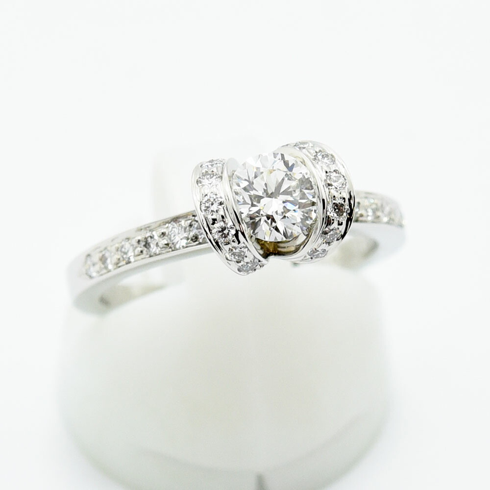 ティファニー リング TIFFANY&Co. 指輪 リボン ダイヤモンド 0.51 PT950 約11号 新品仕上げ 中古