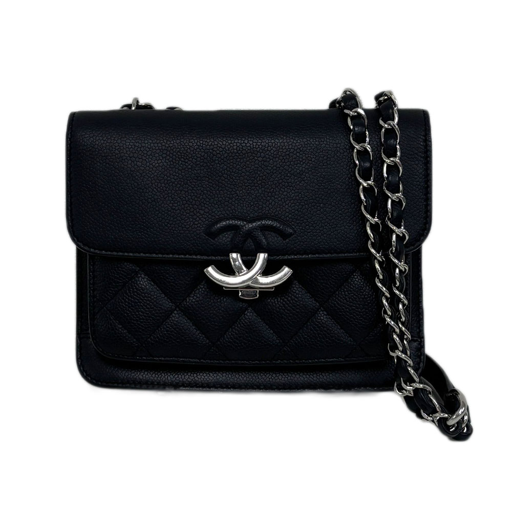 シャネル ショルダーバッグ CHANEL 23番台 ハーフココ キャビアスキン Wチェーン 中古｜御徒町宝石問屋