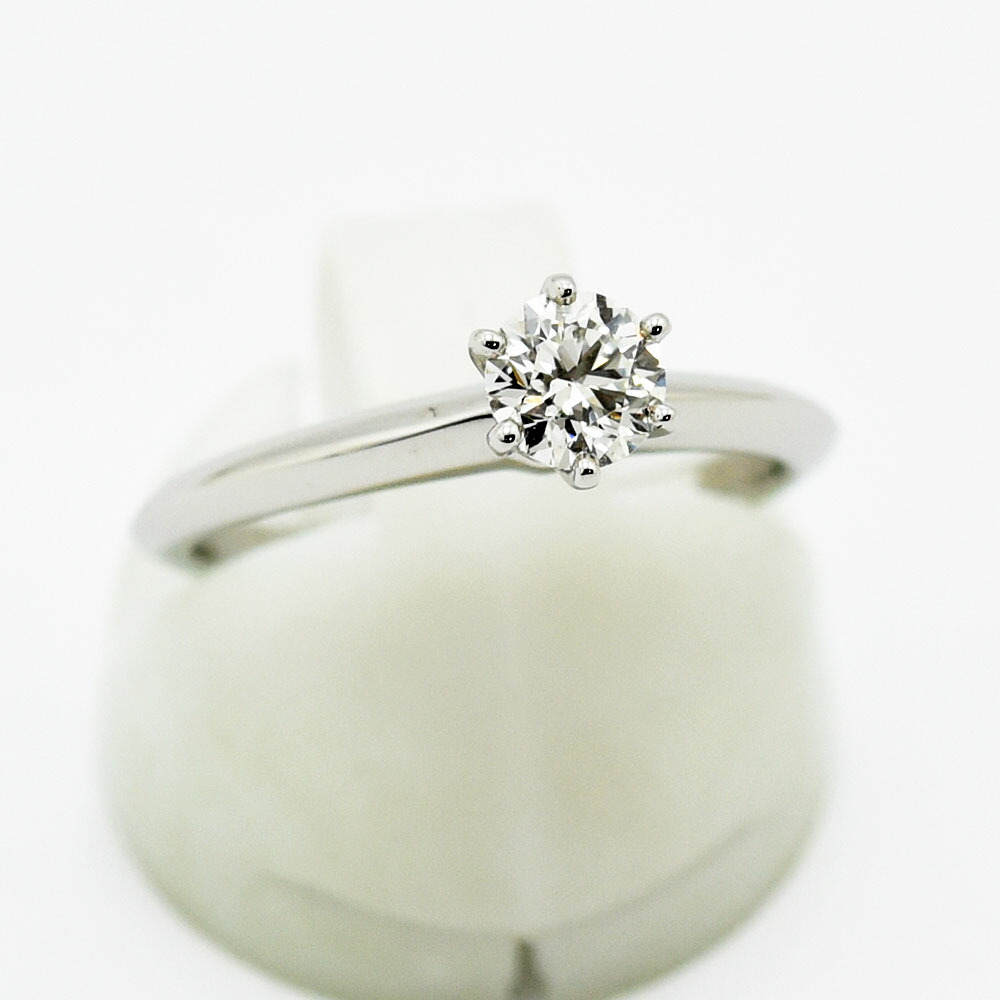 ティファニー リング ソリティア TIFFANY&Co. 指輪 ソリテール ダイヤモンド 0.39 PT950 約9号 新品仕上げ 中古|御徒町宝石問屋