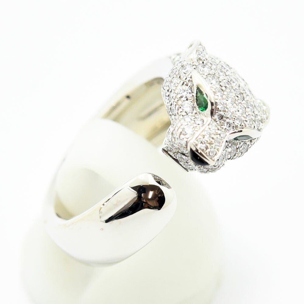 カルティエ リング パンテール Cartier 指輪 パンサー ダイヤモンド エメラルド オニキス K18WG 750 #52 約11号 新品仕上げ 中古｜御徒町宝石問屋