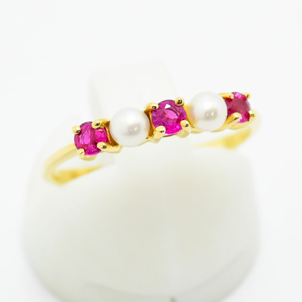 TIFFANY　ティファニー　リング　指輪　ゴールド　ルビー　パール　13号 TIFFANY ティファニー リング 指輪 ゴールド ルビー パール 13号