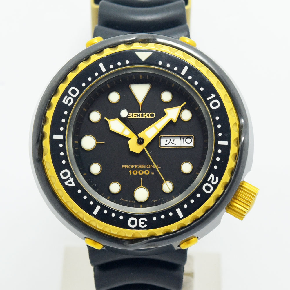 SEIKO クォーツダイバーオレンジダイバー ゴールドベゼル 7548-700C セイコー ダイバー 150m 7548-700C オレンジ文字盤 クオーツ