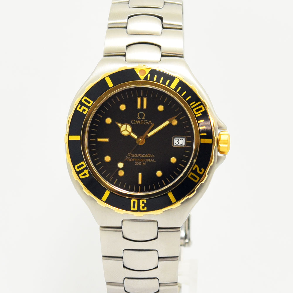 オメガ 中古 メンズ OMEGA シーマスター 200m クォーツ YGベゼル SS ステンレススチール ブラック 軽仕上げ|御徒町宝石問屋