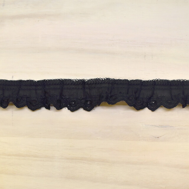 楽天市場】綿ギャザーレース りんご（MYS-19） 4.黒 07Ac99_ : 新宿