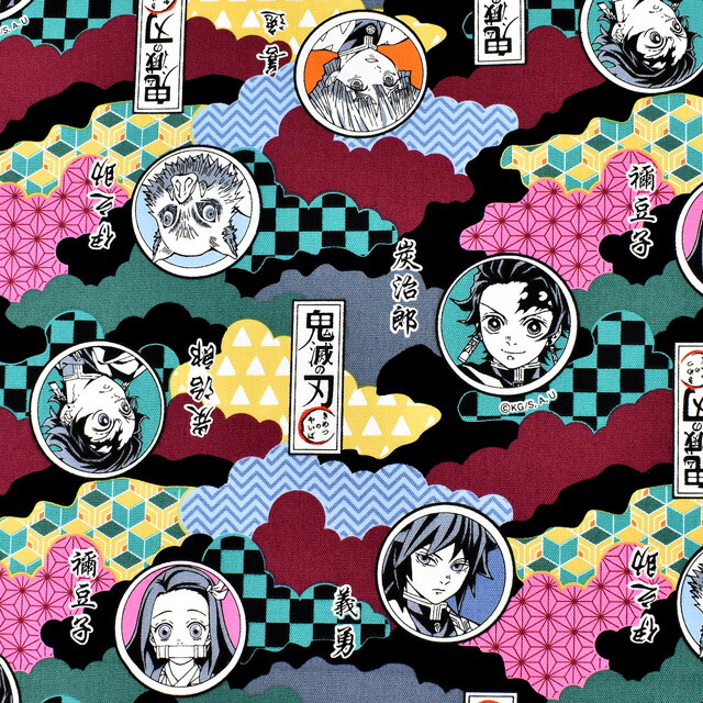 楽天市場 生地 鬼滅の刃 オックス 0 2a ブラック H Ki 新宿オカダヤ楽天市場店