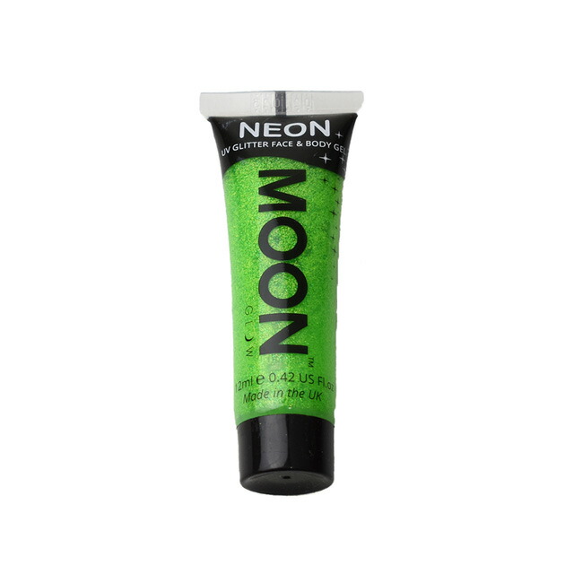 フェイス&ボディ用ジェル MOON Neon Glitter Face and Body Gels (M7049) Green (H)_3a_