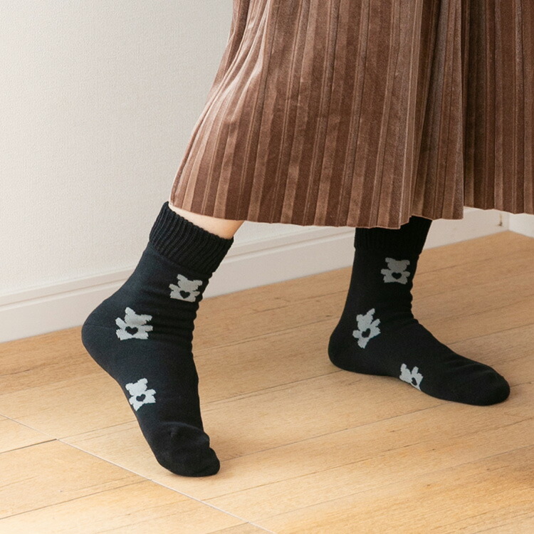 【楽天市場】【かかとツルツル靴下 毛混】（ベアー柄）かかとクリームいらずあったか×安心×楽チンのかかとケア かかと