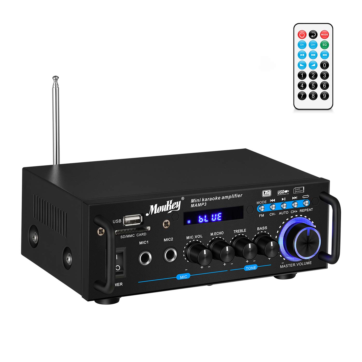 Moukey MAMP1 デジタルカラオケアンプ(ブルートゥース対応) Moukey MAMP1 | 220W Bluetooth対応ステレオパワーアンプ
