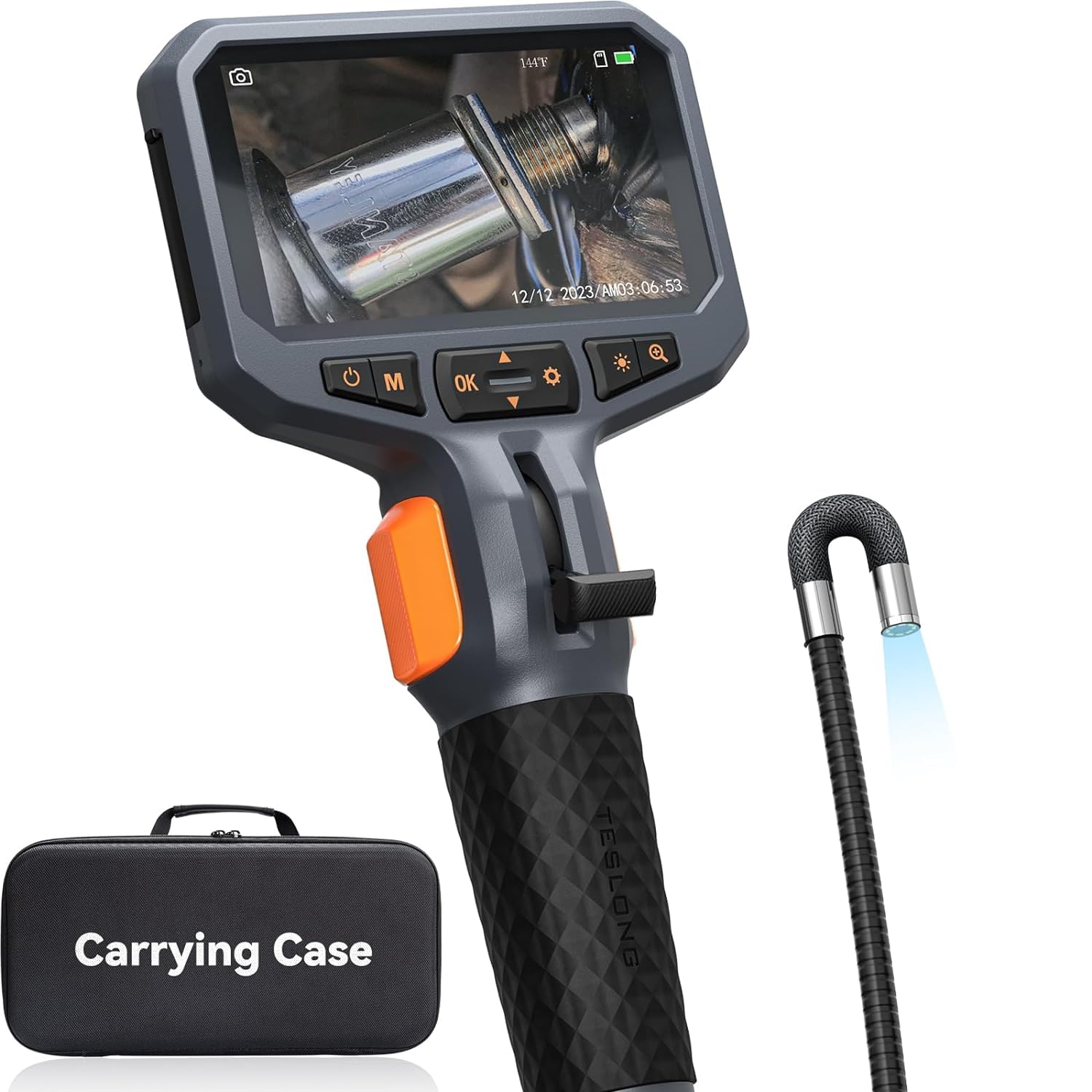 Teslong 先端可動式ファイバースコープ 内視鏡カメラ 工業用内視鏡 4.5インチ IPS液晶モニター1080P百万画素検査カメラ 防水 32G SDカード HDデジタル内視鏡 LEDライト 懐中電灯付きエンドスコープ 点検用カメラ 工業用スコープカメ