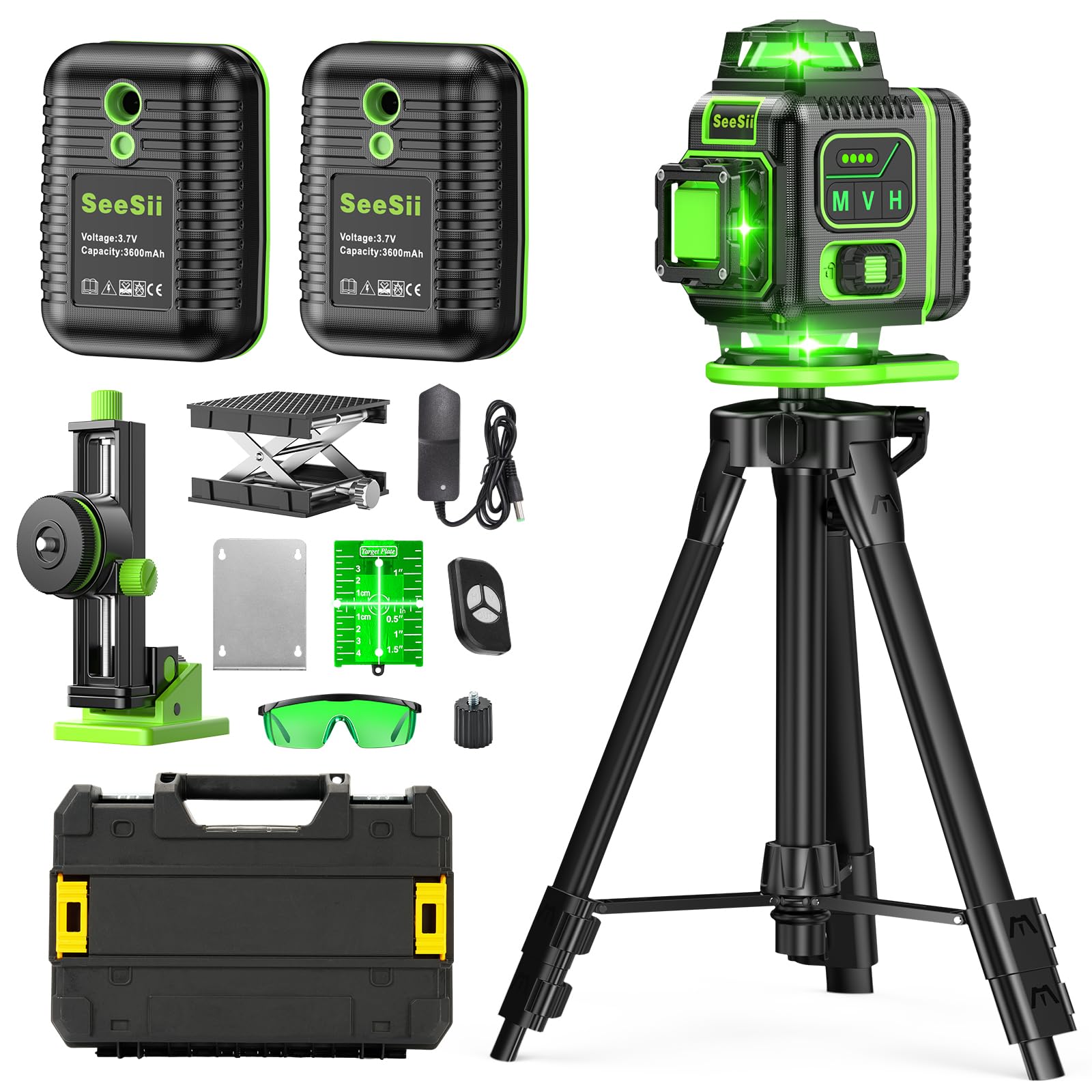 楽天市場】Seesii レーザー墨出し器 4x360°グリーンレーザー 水平器 16