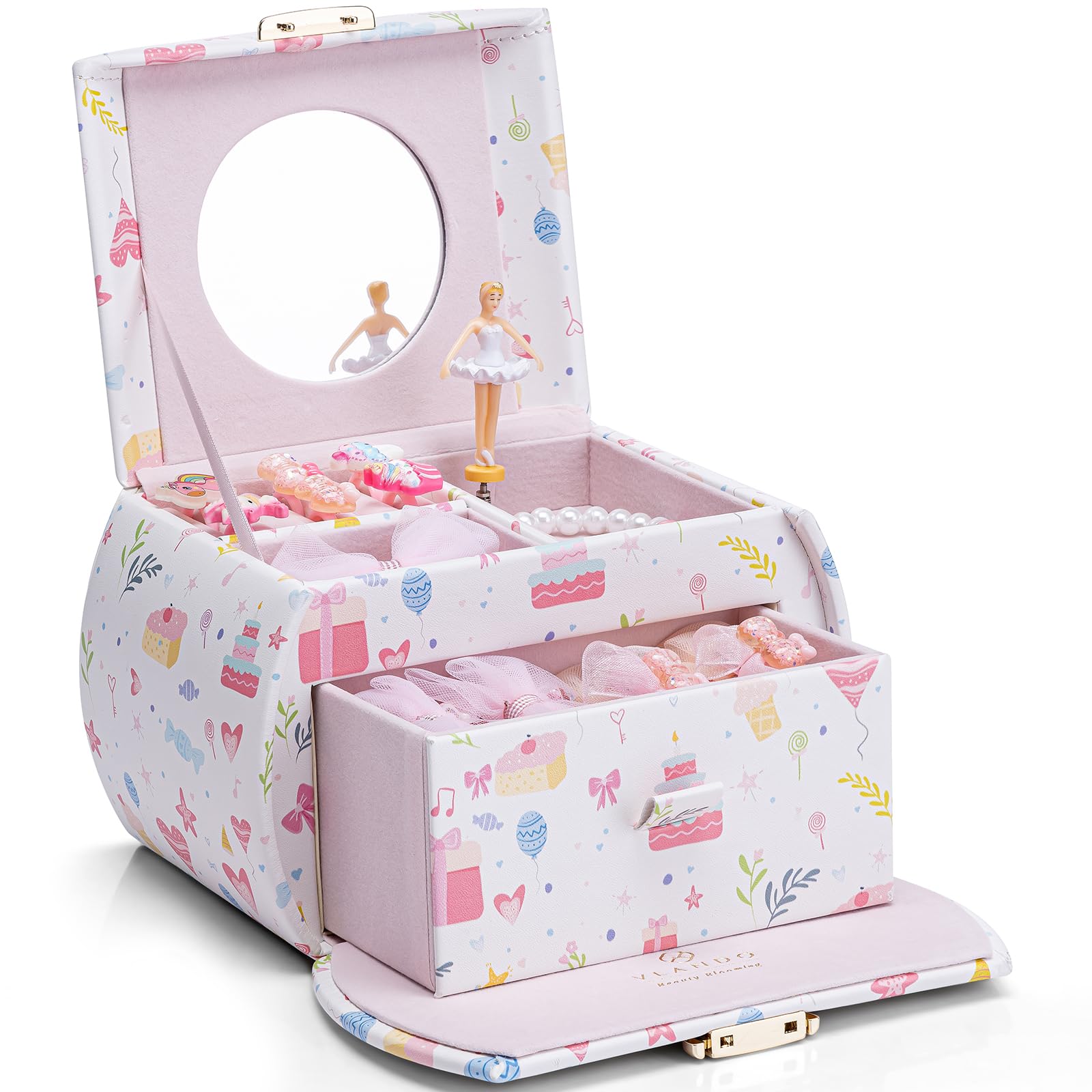 楽天市場】Vlando ジュエリーボックス 女児 半円形 鏡付き オルゴール