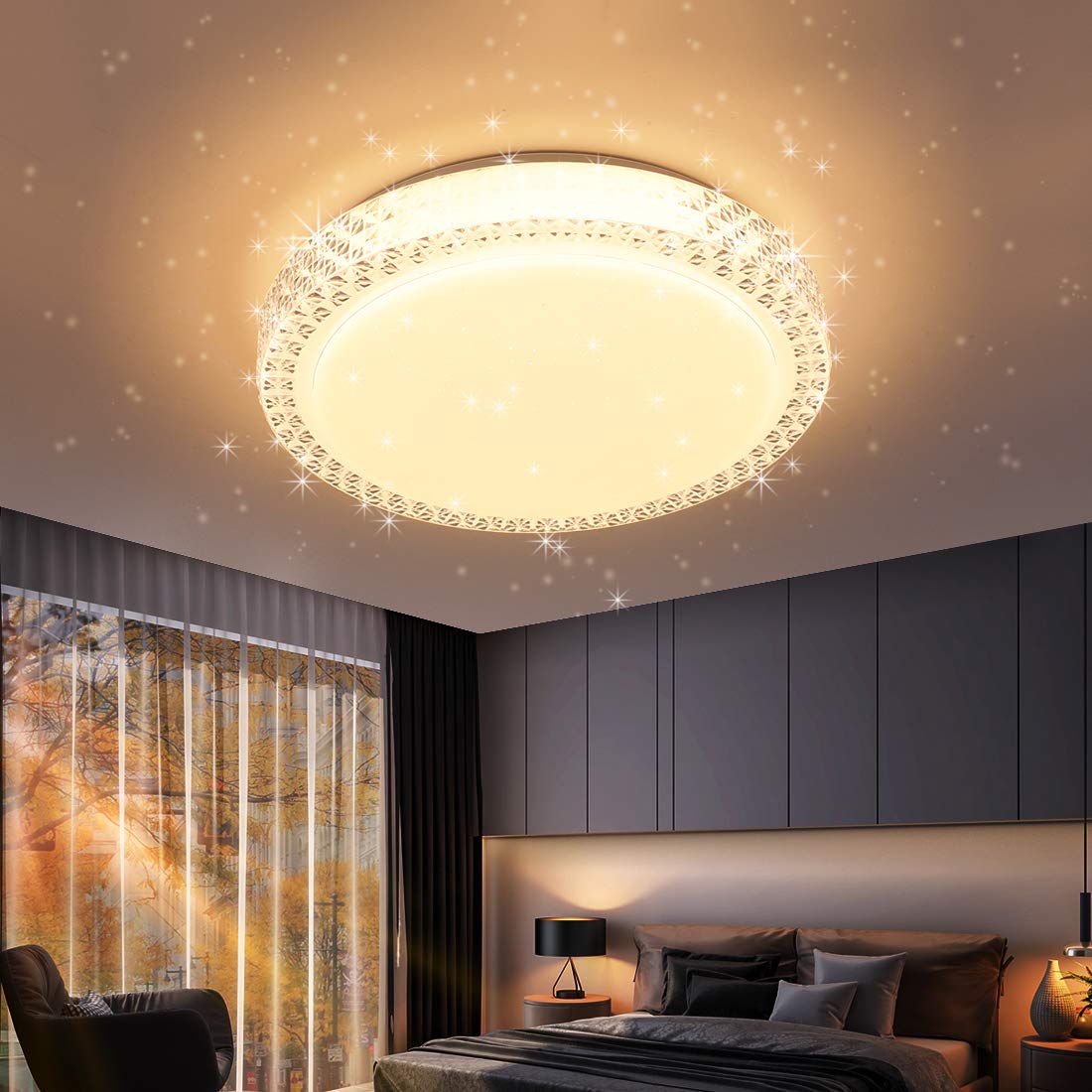 Amazon.co.jp : LED シーリングライト 星空効果 30W 無段階調光