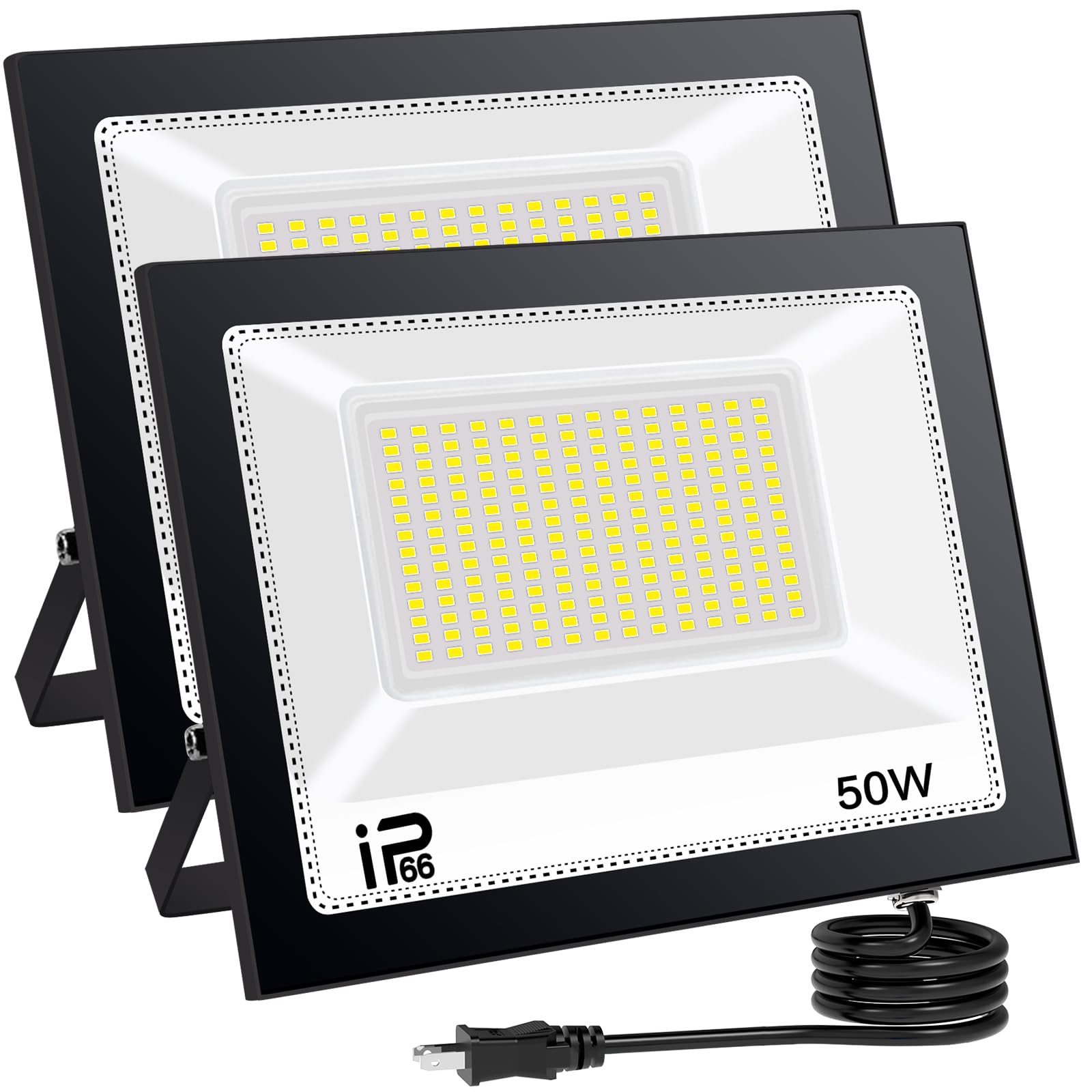 TANKAO 投光器 led 投光器 投光器 屋外 100v 灯光器 作業灯 外灯 6500K IP66 工事用ライト ledライト 屋外用 屋内 野外 防水 看板灯 集魚灯 駐車場用 (50W 2個)