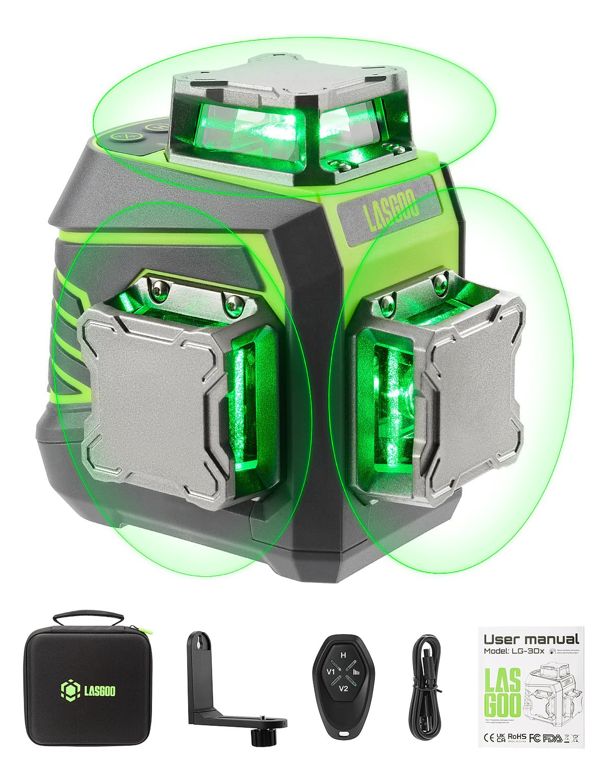 ミンゴページ 楽天市場】LasGoo LG-3Dx グリーンレーザー墨出し器 3x360°、3D