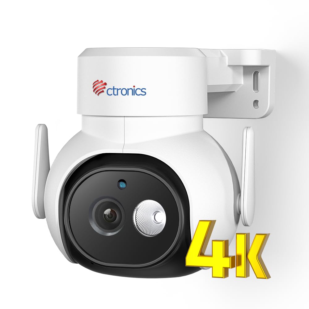 【8MP・車両検知 】 Ctronics 防犯カメラ 4K 8MP 5GWi-F iAI人/ペット/AI追跡機能 256GBMicroSDカード 24時間常時録画 ONVIF/NVR/NAS対応 ナイトカラー 音光威嚇 APモード プリセット機能 スマホ/
