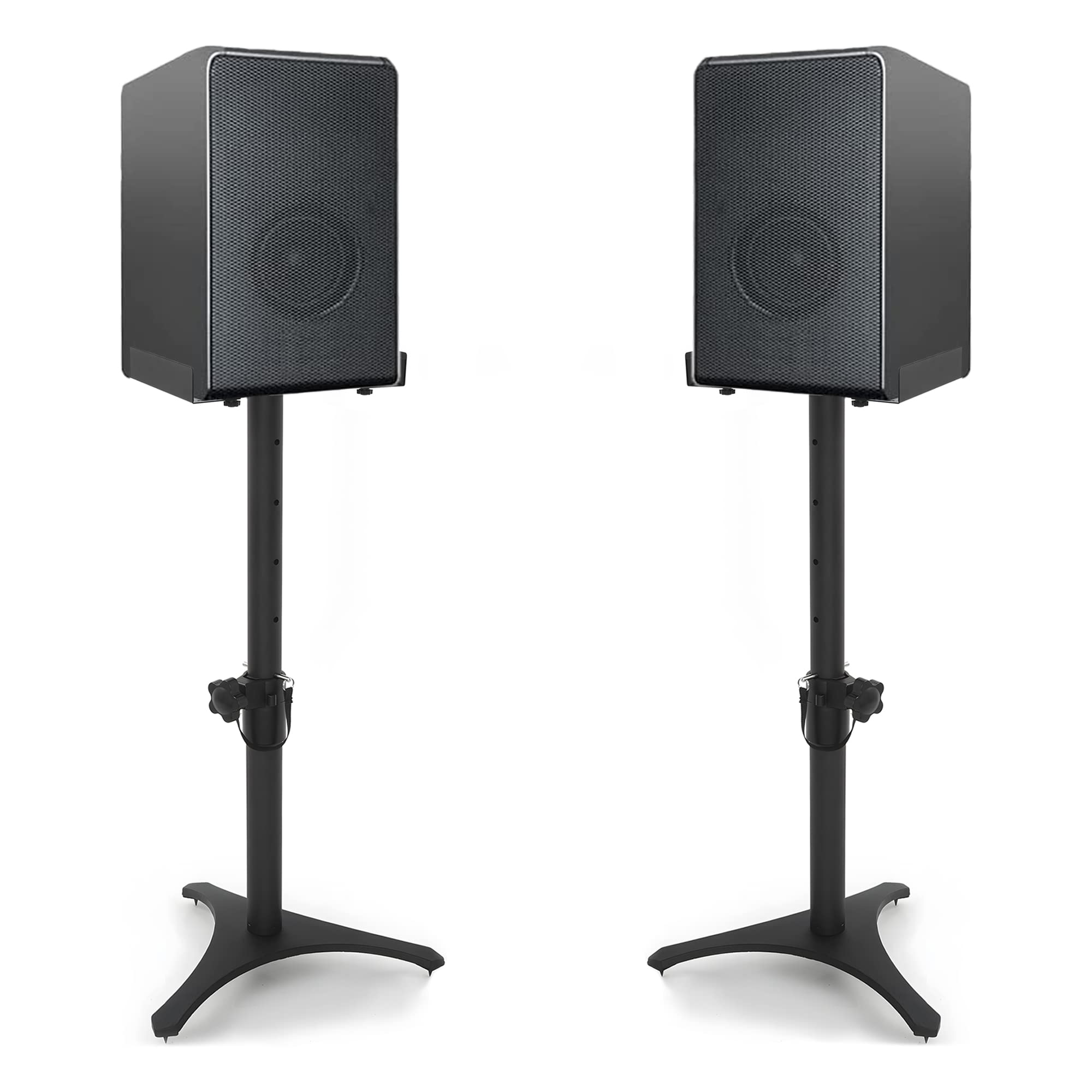 BQKOZFIN 卓上モニタースピーカースタンド ペア デスクトップスピーカースタンド コンピュータスピーカー DJ用 ブラック 2段 幅13~22cm