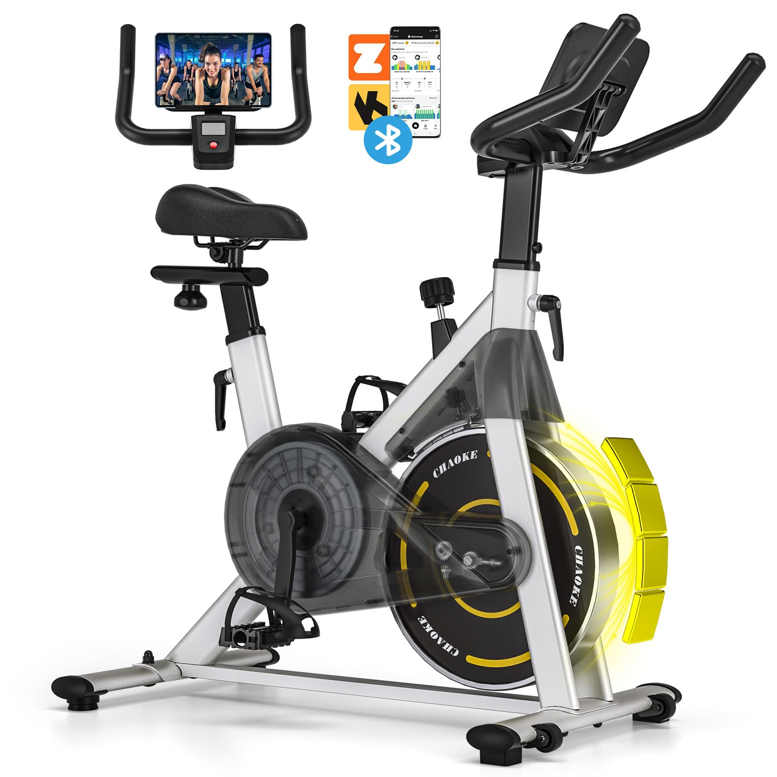 【270】CHAOKE フィットネスバイク スピンバイク エアロバイク 【Zwi Amazon.co.jp: CHAOKE スピンバイクエアロバイク【ZWIFT連動/極