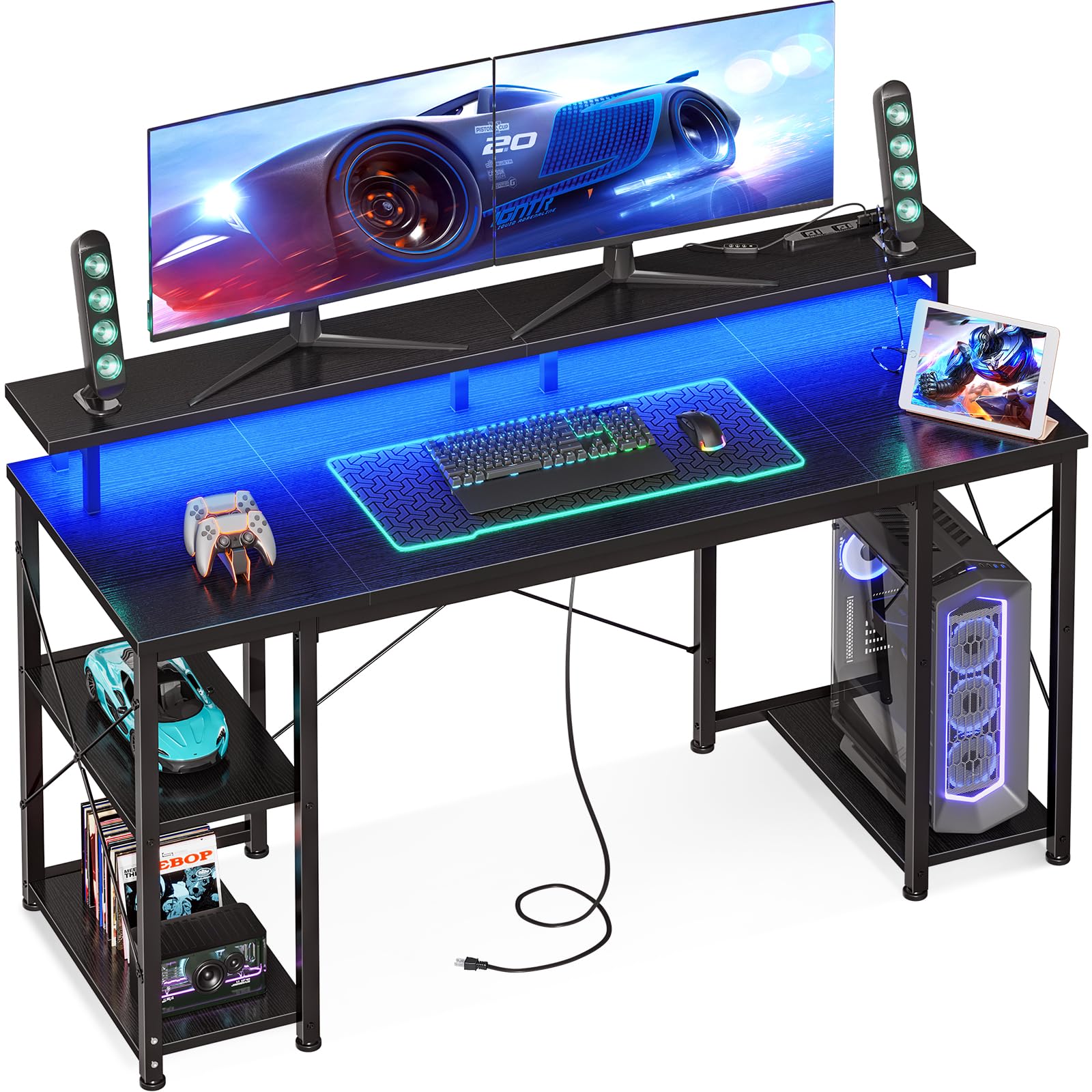 【SAKI】パソコンデスク　PCデスク　デスク Amazon | AODK ゲーミングデスク パソコンデスク コンセント付き