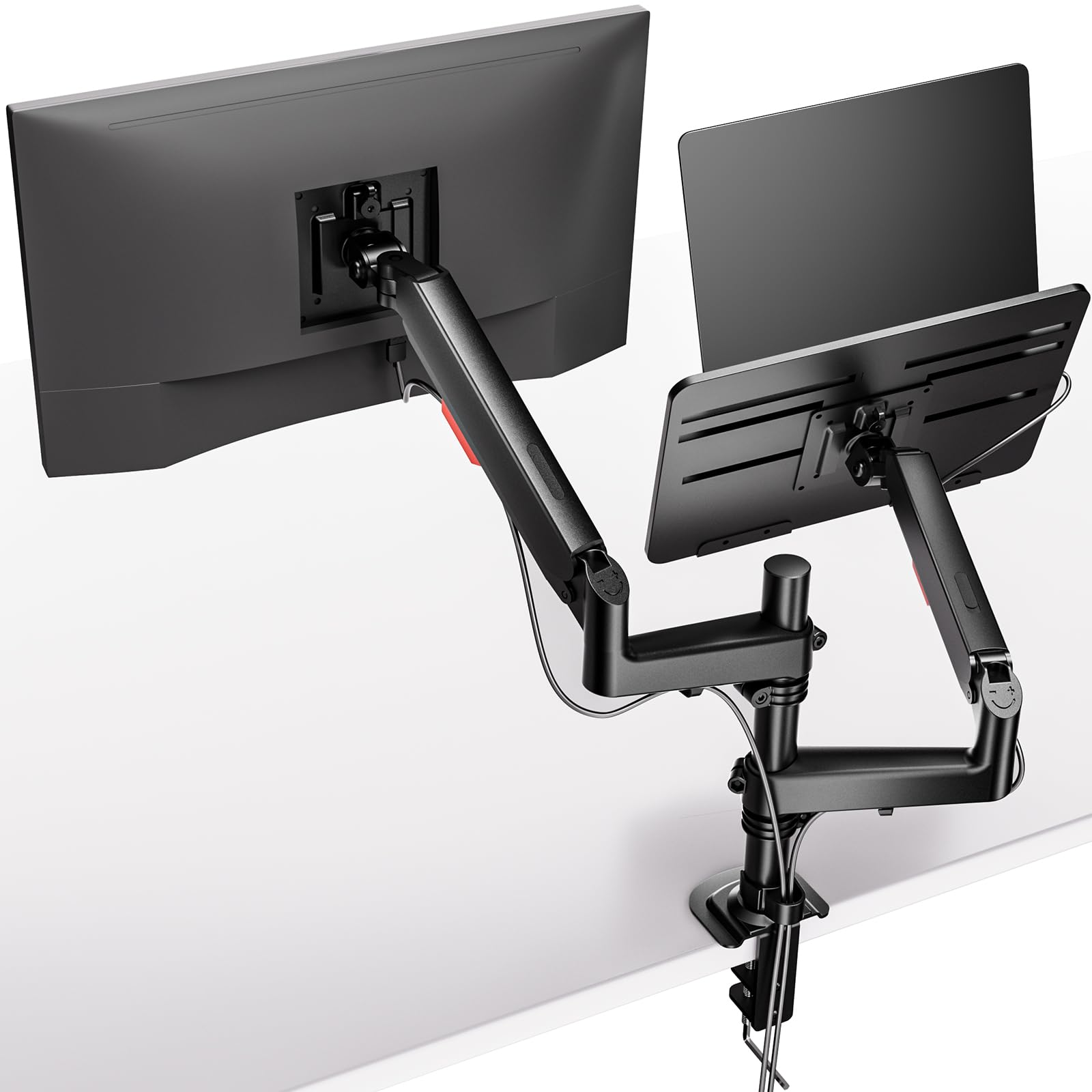 デュアル ノートパソコン/モニターアーム トレイ付き 11-17インチ対応 楽天市場】 デュアル ノートパソコン/モニターアーム モニター