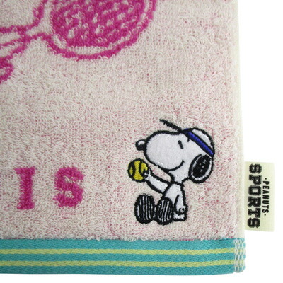 楽天市場 スヌーピー ミニタオル1 スポーツシリーズ テニス ピンク おかいものsnoopy 楽天市場店