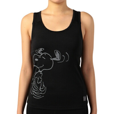 Snoopy Cool Cup Tank Cool ノースリーブ ジェットブラック スヌーピー グッズ レディース トップス ヨガウェア ノースリーブ 袖なし ウェア トップス スーパーナチュラル コラボ 服 ヨガ スポーツ おしゃれ かわいい キャラクター グッズ 大人 向け プレゼント