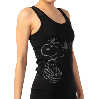 Snoopy Cool Cup Tank Cool ノースリーブ ジェットブラック スヌーピー グッズ レディース トップス ヨガウェア ノースリーブ 袖なし ウェア トップス スーパーナチュラル コラボ 服 ヨガ スポーツ おしゃれ かわいい キャラクター グッズ 大人 向け プレゼント