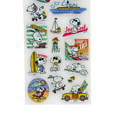 スヌーピー ステッカー デコ シール 夏 可愛い シールシート サーフィン スヌーピーシール スヌーピー文具 ミニシール サーフ 手帳