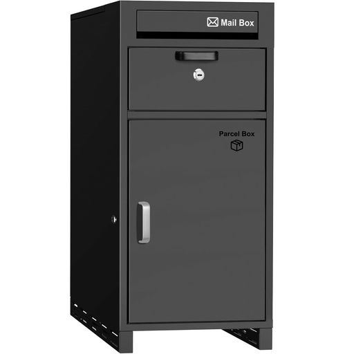 【複数投函可能/大容量 140L】 VARNIC 宅配ボックス 宅配BOX 組み立て不要 防水 屋外 置き配 大容量 ポスト付き 郵便受け 簡単設置 両開扉 盗難防止 大型 戸建て用 個人宅 (真っ黒)｜OkaLiving店
