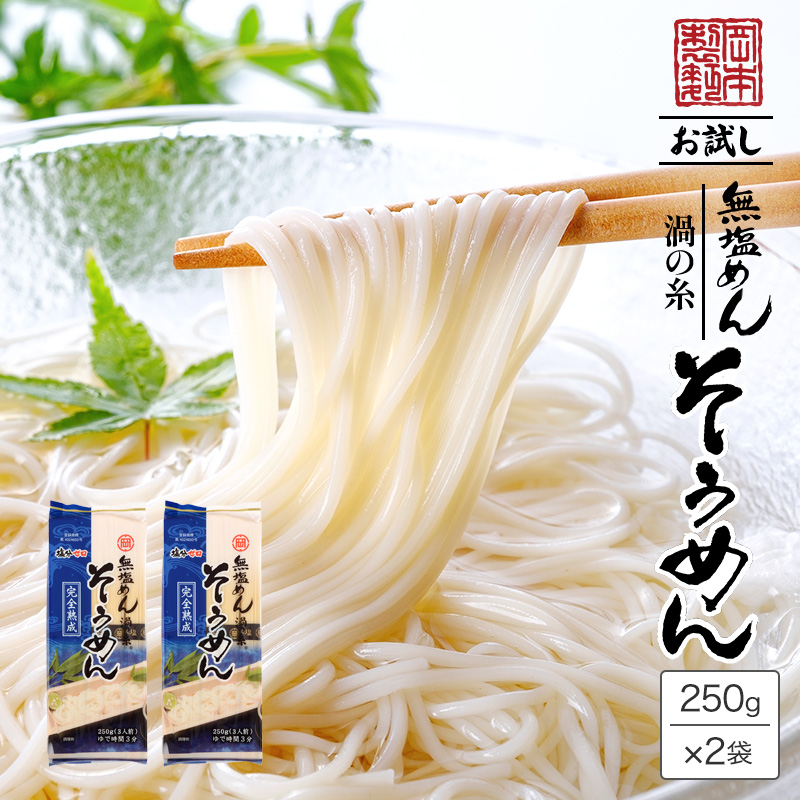 無塩そうめん500g（250g×2袋）お試しセット 食塩無添加 塩分0 - 通販