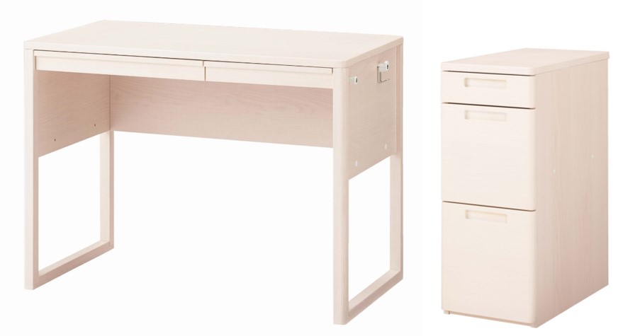 オカムラ Aitia アイティア 送料無料 アトラス ２点セット デスク サイドキャビネット 送料無料 岡村 学習机 学習デスク 勉強机 ライティングデスク リビング学習机 在宅ワーク テレワーク おしゃれ 子供用 木製 シンプル ナチュラル 収納 ワゴン コンパクト