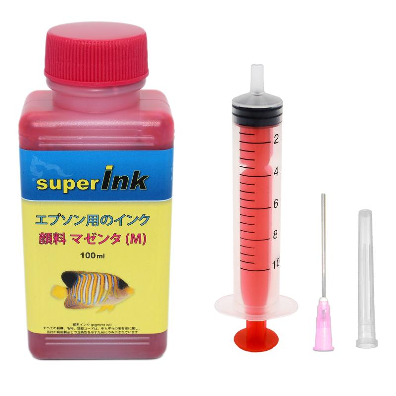 エプソン （EPSON）用 （顔料） 詰め替え 互換インク superInk（全機種対応） + 手袋 + 10ml注入器 + 針 + キャップ