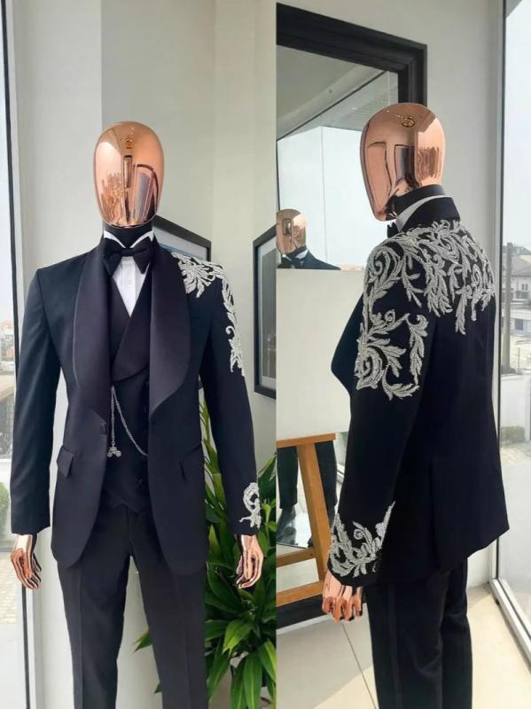 スーツ メンズ 結婚式 フォーマル 新郎 黒 セット コットン スリムフィット ノッチラペル シングル ワンボタン オールシーズン 宴会 軽ビジネス|櫻花舎店