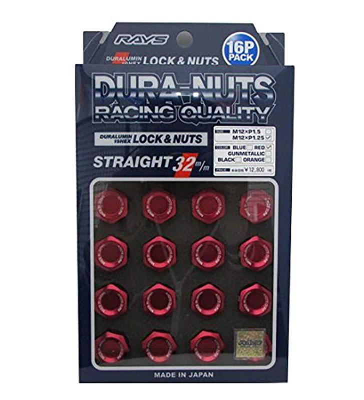 【RAYS(レイズ)】 ジュラルミンロック&amp;ナットセット L32 4H用 M12X1.25 レッドアルマイト 74020001118RD｜櫻花舎店