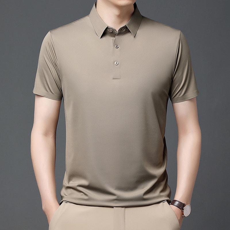 POLOプルオーバー メンズ 半袖 桑蚕絲 襟 トップス 成人男性服 普段使い走り 通い 商行為 心地よい 防臭 吸湿 速乾 透気 薄っぺら 無地 抗シワ 好いたらしい 着心地 威風堂々たる 黒いこと 白いこと 青碧