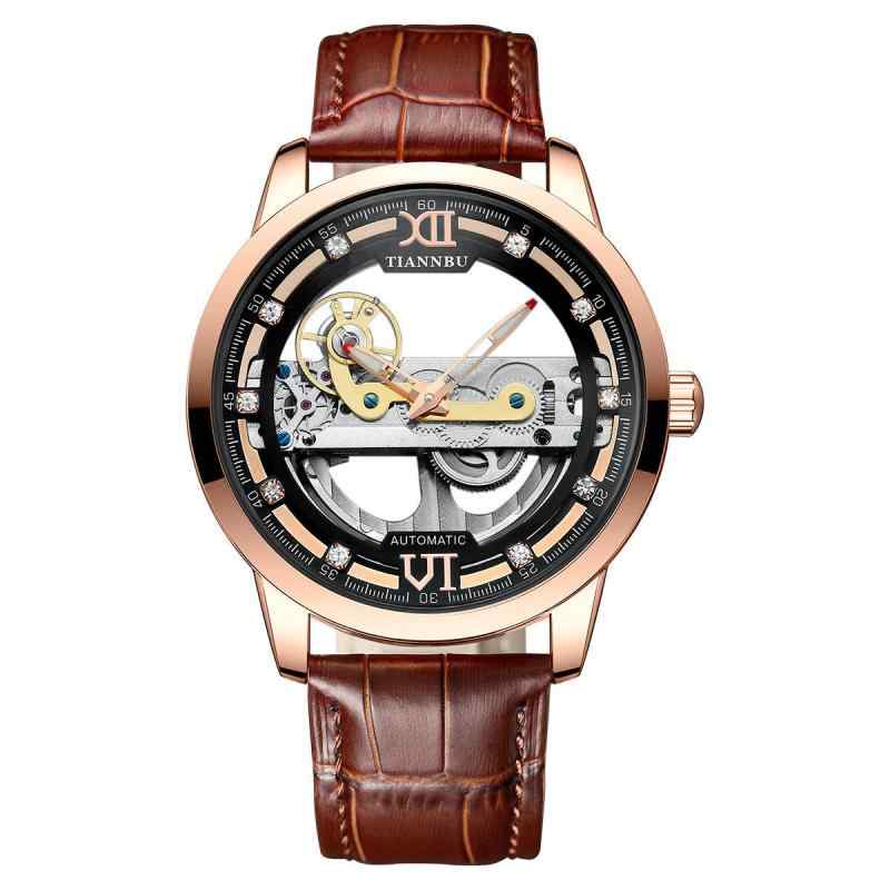 ウォッチ メンズ 成人男性用 自動小銃一巻き 機械類式 成人男性用 御覧なさる スケルトン 夜光 酸化ジルコニウム 飾りつけ ビッグ人間の顔 心地よい 商行為 通い 普段使い走り なめし革ダンス楽隊 スチール写真ダンス楽隊 白いこと 黒いこと 赤銅色 メッシュ胴締め