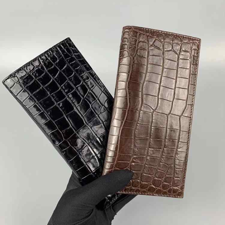 金入れ メンズ ?魚皮 クロコダイル なめし革 写実的なめし革 クロコ ウォレット 商行為 成人男性用 今めかしい 心地よい 普段使い走り 小物 差し上げ物 差し上げ物 黒いこと 珈琲