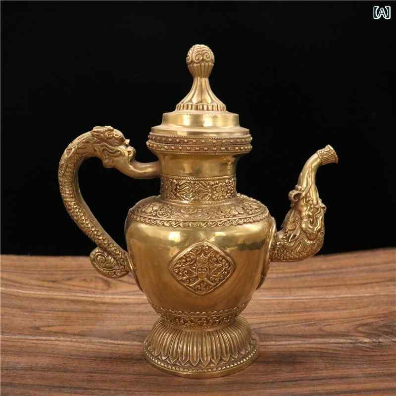 飾りつけ 男女兼用 オブジェ 金管楽器 西蔵 言い慣わし 芸術 壺 飾りつけ ポット 水さし 急須 骨董品 風水 開運 室内装飾 雑貨 卓上 部屋の入り口 リビング 応接室 事務室 バス発着場 旅人宿 飲食店 レトロ アンティーク